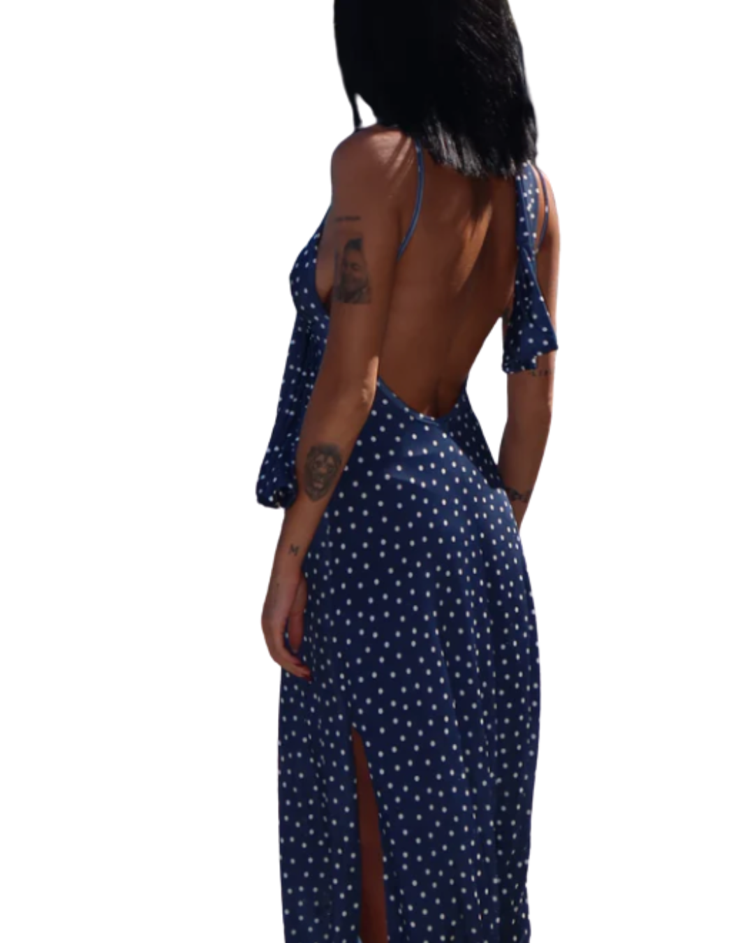 Helene | Polka Dot Dress with Scarf