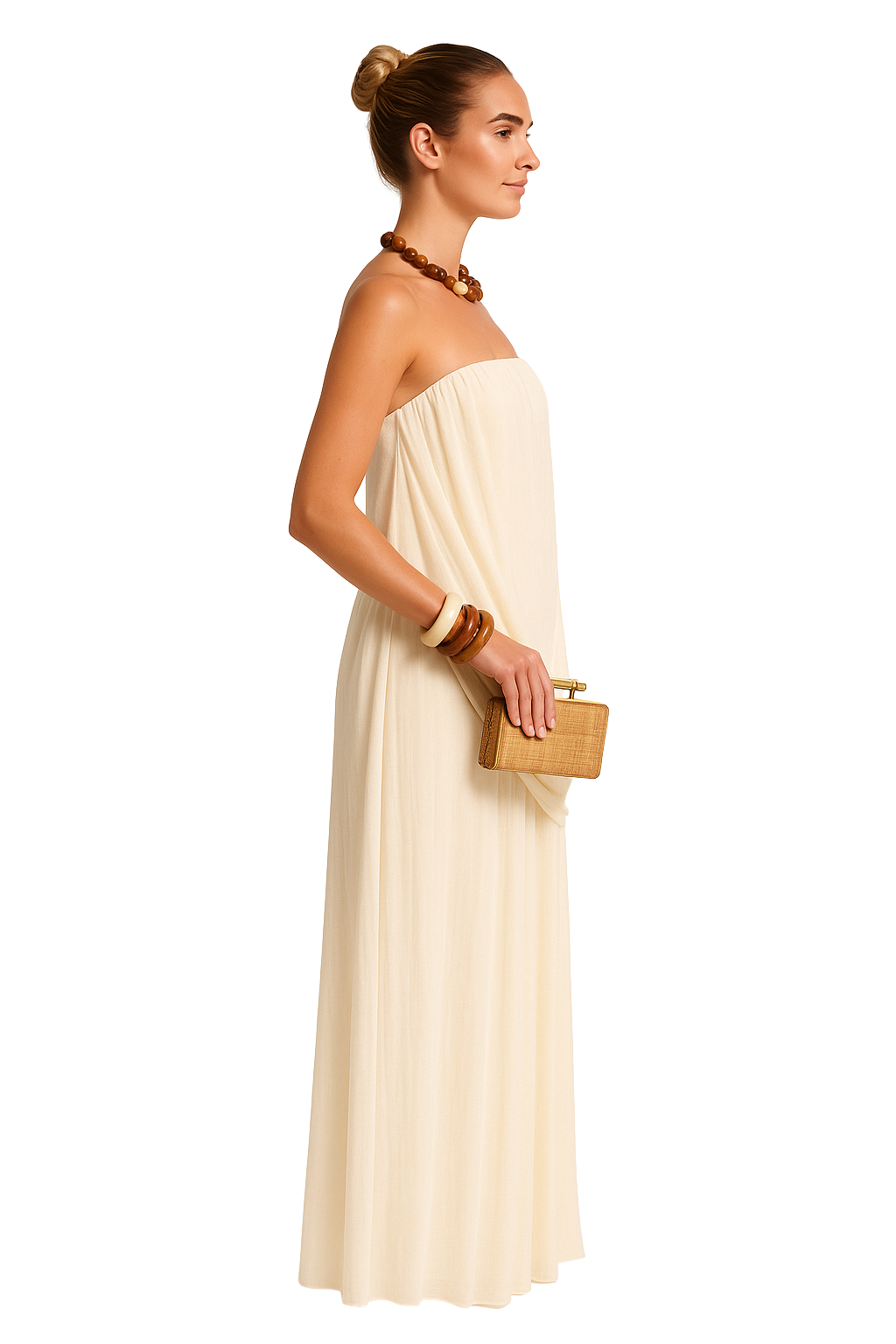 Isla | White Strapless Pleated Dress