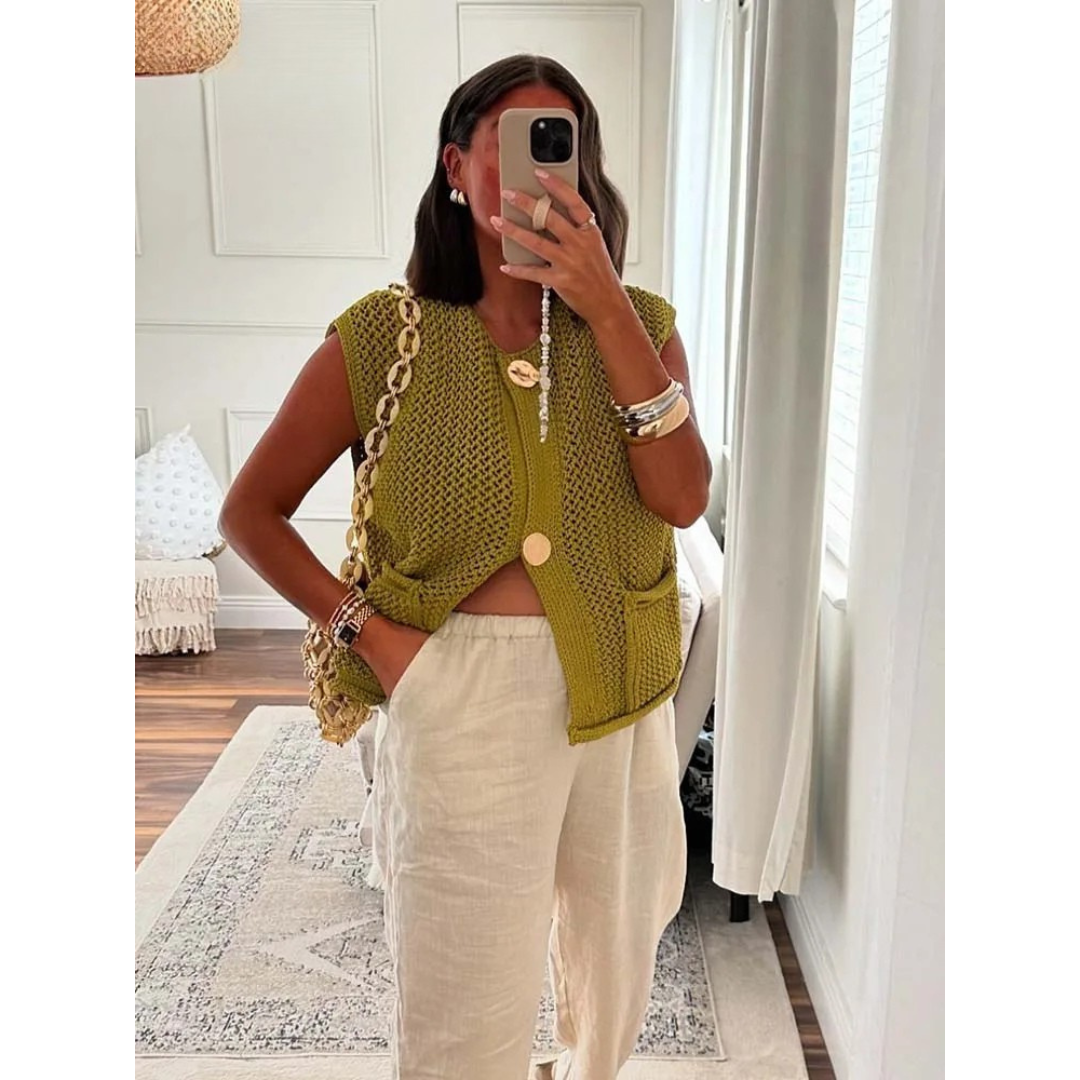 Angel | Knit Vest with Button Front