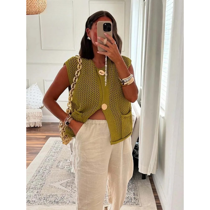 Angel | Knit Vest with Button Front