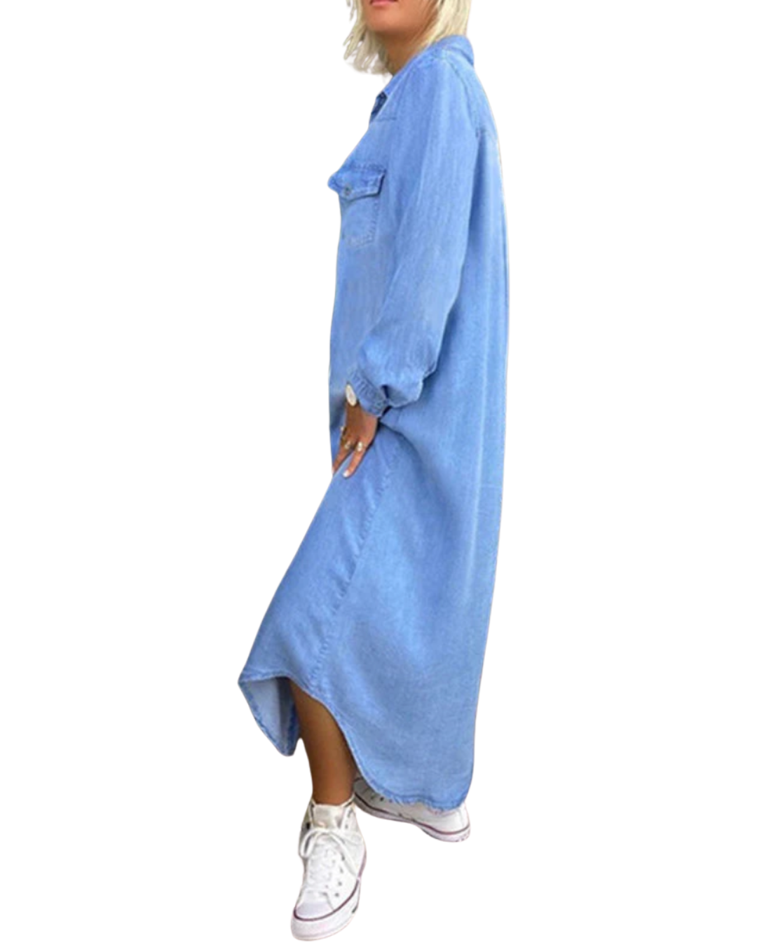 Lina - Long Sleeve Denim Maxi Dress