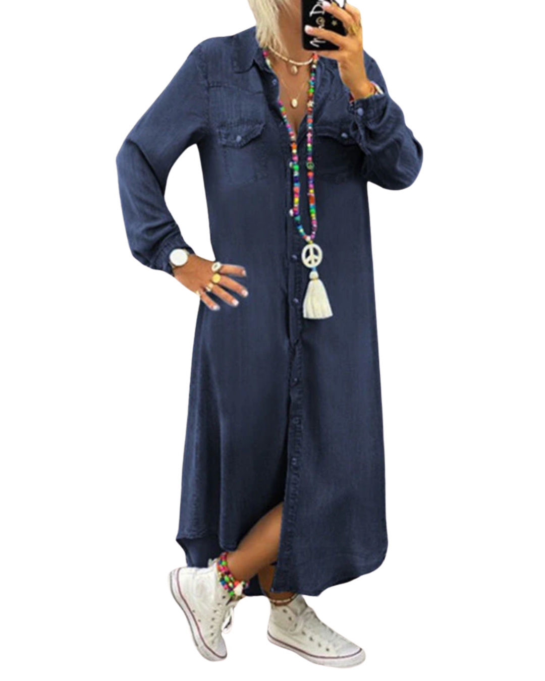 Lina - Long Sleeve Denim Maxi Dress