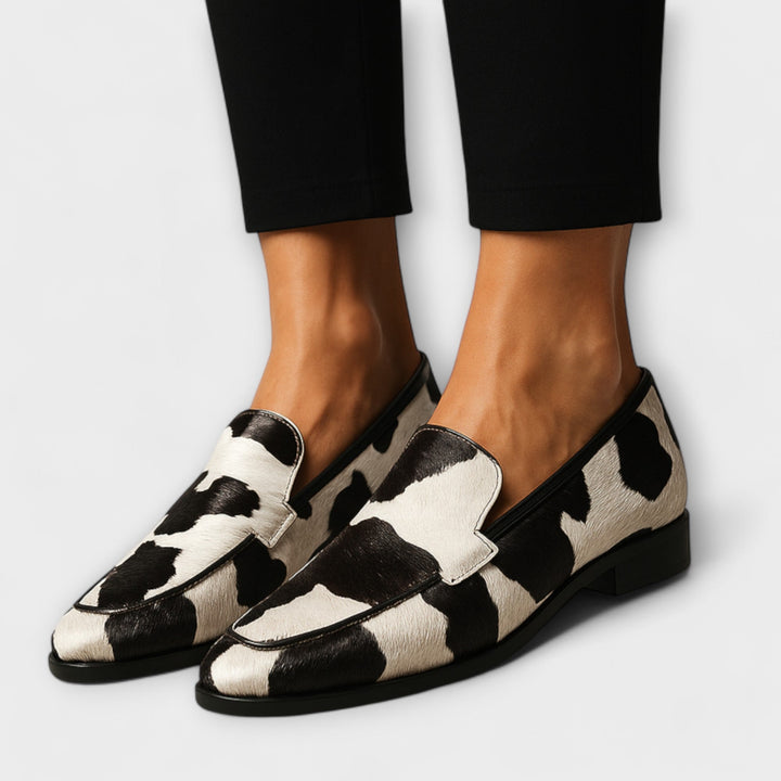 Aroha | Cow Print Loafers