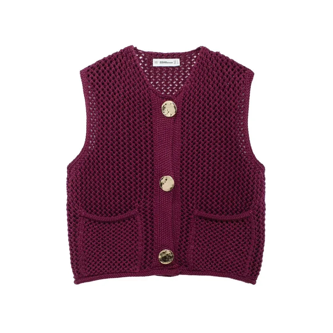 Angel | Knit Vest with Button Front