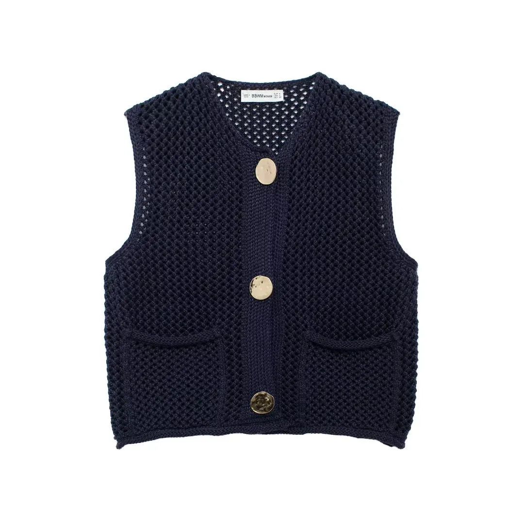 Angel | Knit Vest with Button Front