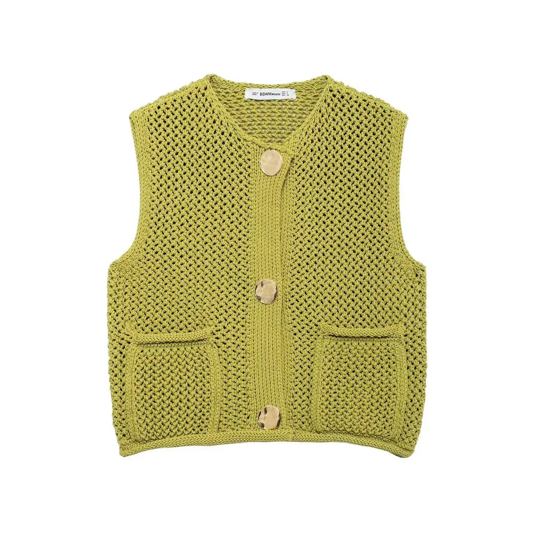 Angel | Knit Vest with Button Front