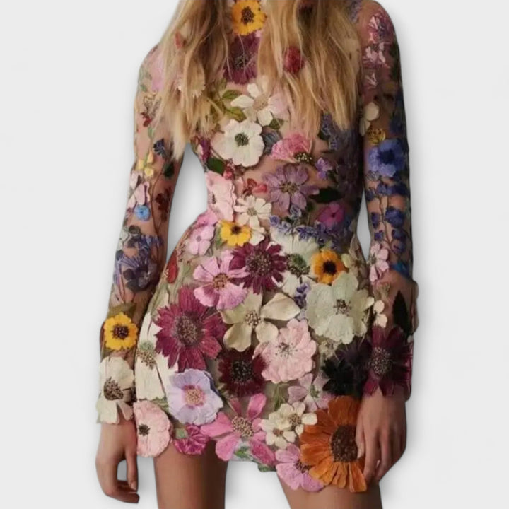 Dolores | Dress with 3D Floral Pattern