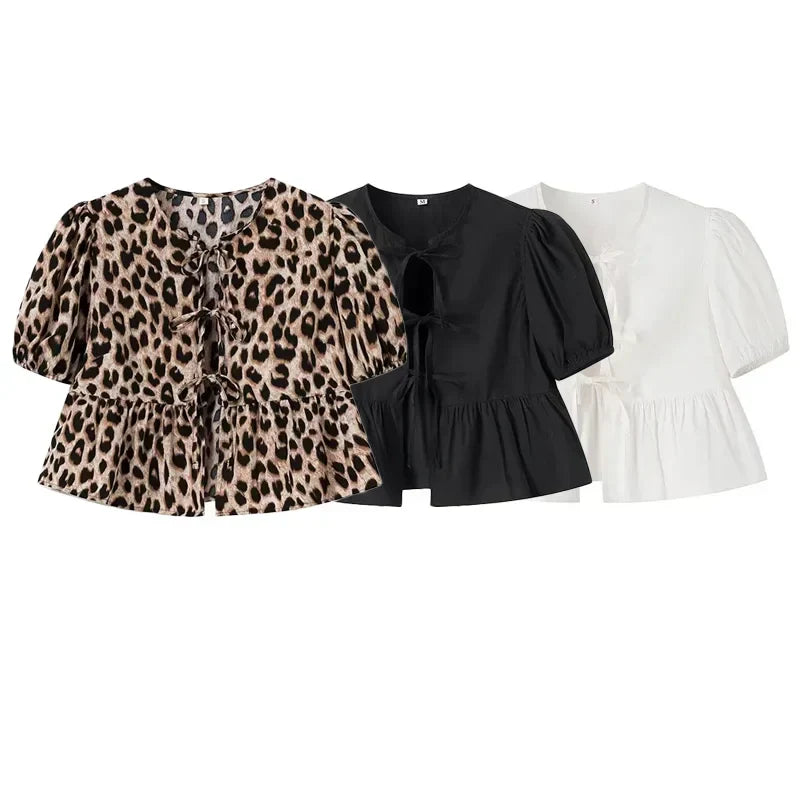 Meggy | Elegant Peplum Blouse with Front Bow