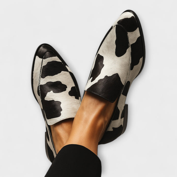 Aroha | Cow Print Loafers