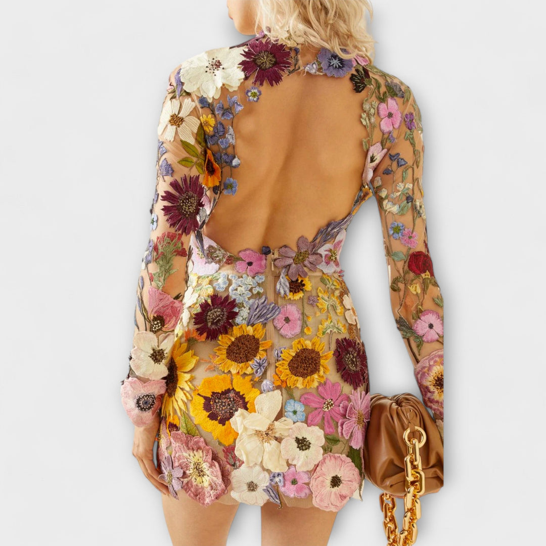 Dolores | Dress with 3D Floral Pattern